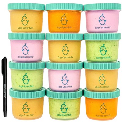 Sage Spoonfuls Big Batch 12pk Plastic Baby Food Storage Container - Clear - 4oz
