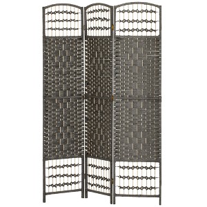 HOMCOM 3 Panel Room Divider, Folding Privacy Screen, 5.6' Room Separator, Wave Fiber Freestanding Partition Wall Divider, Dark Gray - 1 of 4