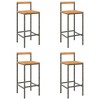 vidaXL Bar Stools 4 pcs Gray Poly Rattan and Solid Wood Acacia - 2 of 4