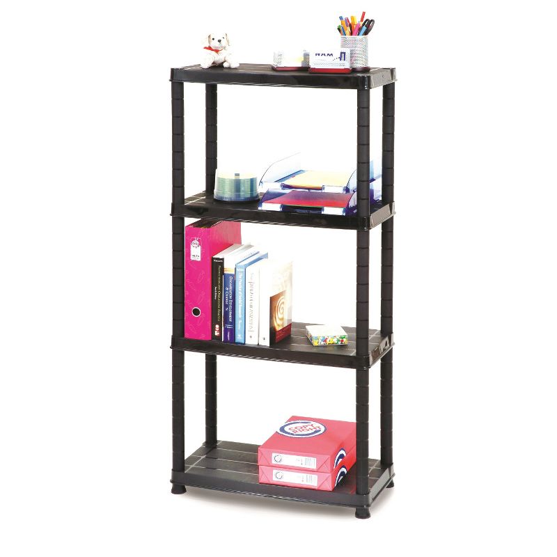 Ram Quality Products Extra Tiered Plastic Utility Storage Shelving Unit System for Garage, Shed, or Basement Organization, Black, 3 of 5