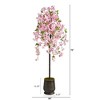 Nearly Natural 6-ft Cherry Blossom Artificial Tree in Ribbed Metal Planter - image 2 of 4