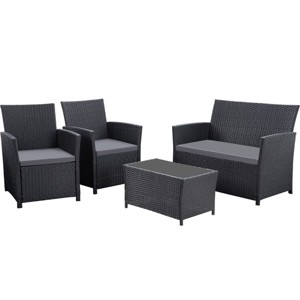 4 Piece Patio Conversation Set with Loveseat, Chairs and Table, Outdoor Seating Set with Removable Washable Cushions for Garden or Deck-Maison Boucle - 1 of 4