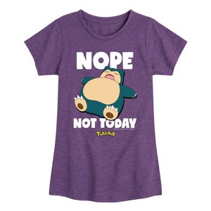 Girls' - Pokémon - Nope Not Today Snorlax Fitted Short Sleeve Graphic T-Shirt - 1 of 4