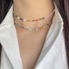 Colorful Beaded Necklace - Freshwater Pearl & Evil Eye Pendant, Stainless Steel 18K Gold Plated Y2K Trendy Jewelry for Women & Teen Girls - 4 of 4