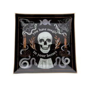 C&F Home Magic In Your Bones Skull Halloween Glass Tray - 1 of 4