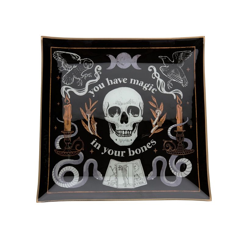C&F Home Magic In Your Bones Skull Halloween Glass Tray, 1 of 5