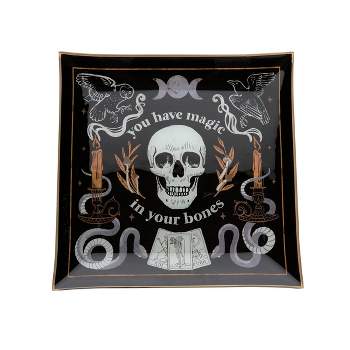 C&F Home Magic In Your Bones Skull Halloween Glass Tray