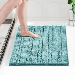 Deconovo Striped Chenille Non Slip Bath Mat Soft Absorbent - 1 of 4