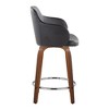 24" Contemporary Fixed-Height Counter Stool with Swivel in Wood and Faux Leather with Round Footrest - Set of 2 - 3 of 4