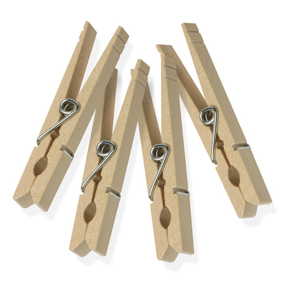 50pk Clothespins Light Brown - Room Essentials™: Wooden Clothing Pins, Hardwood, 3.25" Length, 50 Count