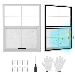 2pcs Shed Windows, Flush Mount Window with Tempered Glass and Fiberglass Screen, Small Window with Screws for Shed, Chicken Coop, Playhouse - 1 of 4