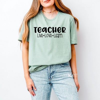 Simply Sage Market Teacher Live Love Learn Short Sleeve Tee - XL - Sage
