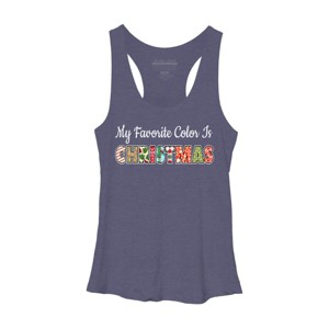 Women's Design By Humans My Favorite Color Is Christmas By c3gdesigns Racerback Tank Top - 1 of 3