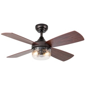 42" Arabelle Remote Control Antique Bronze Farmhouse 2-Light Ceiling Fan - River of Goods: ETL Listed, Reversible Blades - 1 of 4