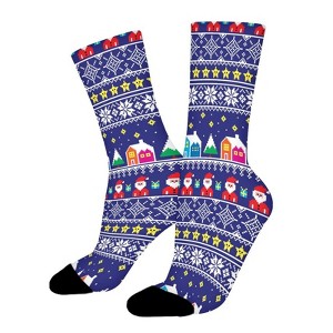 Dsane Purple Christmas Women Printed Crew Socks Funny Funky Socks Soft Polyester Novelty Gifts for Artists Men - 1 of 1