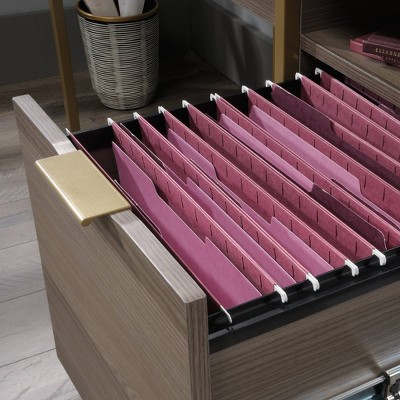 Diamond Ash Elegance 52'' Wood and Metal Home Office Desk with Filing Cabinet