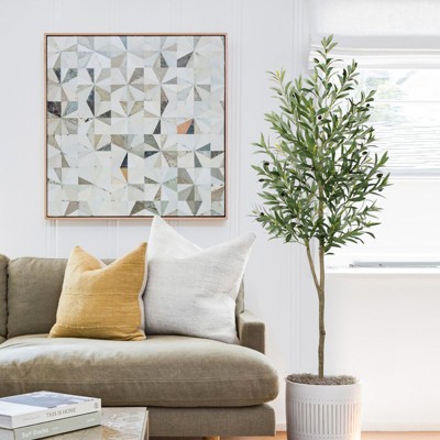 MaseiKar Artificial Olive Tree, 5.8ft Tall Fake Floor Plant with Plastic Pot for Office/Home Decor, Decorative Artificial Plant for Indoors /Outdoors