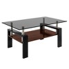 NicBex Coffee Tables for Living Room Modern Rectangle Coffee Tables with Gray Tempered Glass Tabletop and Brown MDF Layer, Gray - 3 of 4