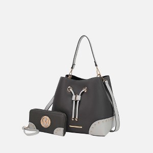 MKF Collection Candice Color Block Bucket Bag with matching Wallet by Mia K - 1 of 4