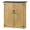 Kelly 3-tier Fir Wood Patio Tool Shed, Storage Shed Cabinet with Waterproof Asphalt Roof and Double Lockable Doors, Outdoor Furniture - Maison Boucle - 2 of 4