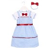HalloweenCostumes.com Sweet Kansas Girl Costume For Babies,  Infant Farm Girl Outfit With Blue Gingham Dress And Headband With A Ruby Red Bow - 4 of 4