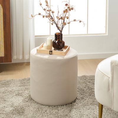 KINWELL Round Upholstered Pouf Ottoman Footrest