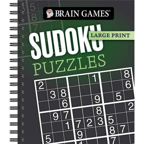 brain games large print sudoku puzzles dark gray brain games large print by publications international ltd brain games spiral bound target