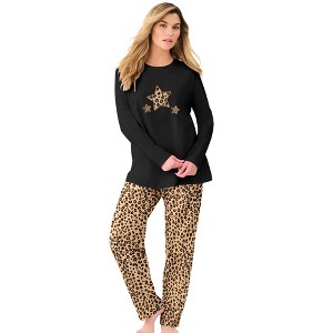 Dreams & Co. Plus Size Long Sleeve Knit PJ Set - 1 of 4