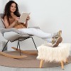 Cheer Collection 17" Square Faux Fur Stool (White) - 4 of 4