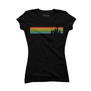 Junior's Design By Humans Castle Silhouette Amongst a Rainbow Stripe By T-Shirt - 1 of 2