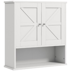 Aghana Digitals Wall-Mounted Bathroom Cabinet with Magnetic Doors, Adjustable Shelf & Open Storage, - 1 of 4