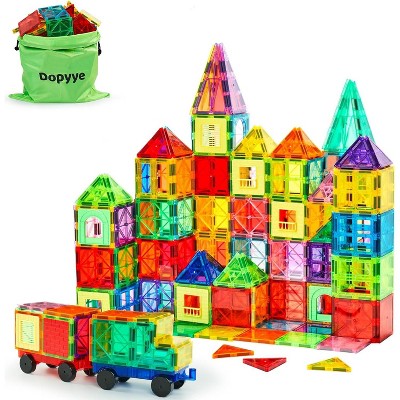 132-Piece Magnetic Tiles Building Set with 2 Cars, STEM Educational Construction Toy for Kids Ages 3-9