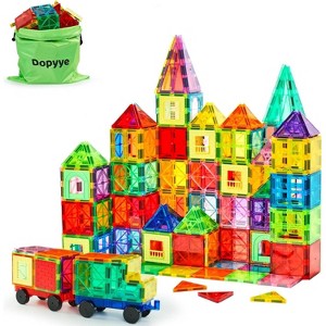 132-Piece Magnetic Tiles Building Set with 2 Cars, STEM Educational Construction Toy for Kids Ages 3-9 - 1 of 4