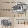 QingMoon Velvet Bar Stools, Hand Woven Counter Height Chairs Set of 2 with Wave Backrest and Adjustable Non-Slip Glides for Kitchen Island, Pub - 3 of 4