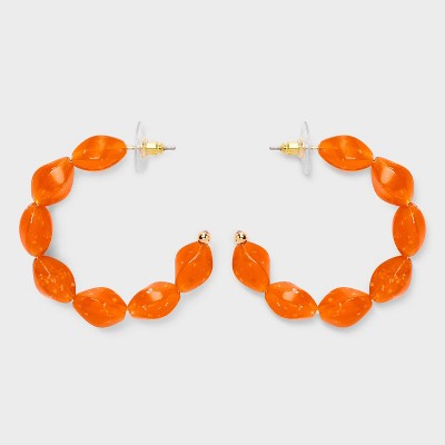 Beaded Hoop Earrings - A New Day™ Orange