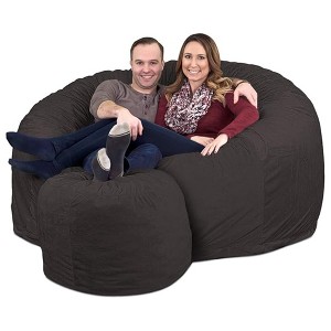 Ultimate Sack 6ft Bean Bag Chair and Footstool, Oversized Comfortable Indoor Floor Lounger, Giant Foam-Filled Furniture for Relaxing, Grey Suede - 1 of 4