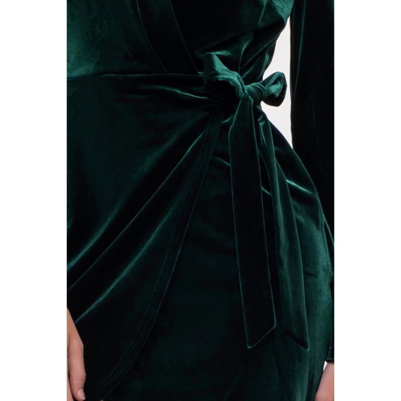 August Sky Women's Velvet Wrap Mini Dress, 4 of 8