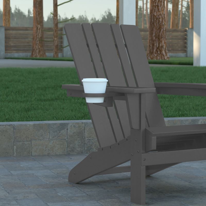 Emma and Oliver Adirondack Chair with Cup Holder, Weather Resistant HDPE Adirondack Chair, 5 of 12