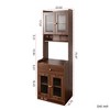 KTMBDW 71" Buffet with Hutch, Modern Farmhouse Kitchen Pantry Storage Cabinet with Microwave Oven Countertop, Drawer, and Cupboard, Walnut - 4 of 4