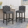 31 Inch Bar Stools Set Of 2,Fabric Upholstered Kitchen Chairs With Tufted Wingback,Armless Living Room Chairs,Rubberwood Dining Bar-Cuddlewood - 2 of 4