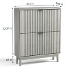 ZHUTA Shoe Cabinet with 2 Flip Drawers, Fluted Shoe Storage Cabinet for Entryway, Free Standing Shoe Storage Organizer with Wave Doors - 3 of 4