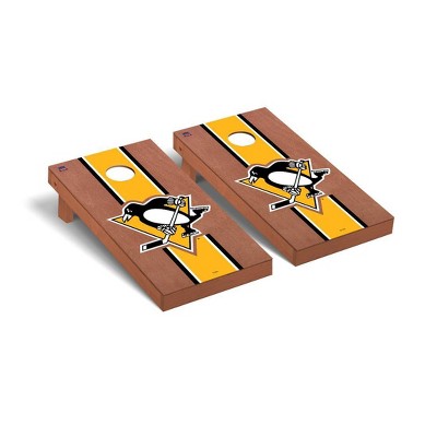 NHL Pittsburgh Penguins Premium Cornhole Board Rosewood Stripe Version