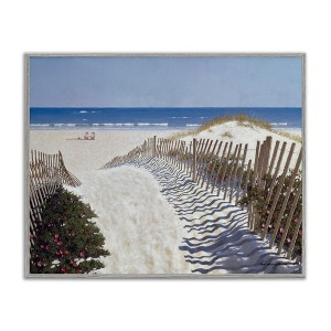 Stupell Industries Fenced Pathway to Beach Framed Giclee Art, Gray, 20" x 16" - 1 of 4