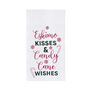C&F Home "Kisses & Candy Cane Wishes" Sentiment with Candy Canes Cotton Flour Sack Kitchen Dish Towel  27L x 18W in. - 1 of 4