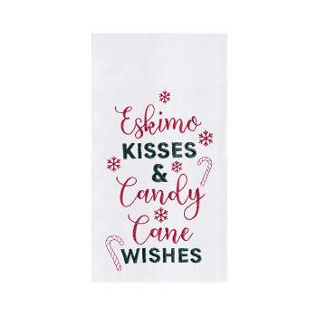 C&F Home "Kisses & Candy Cane Wishes" Sentiment with Candy Canes Cotton Flour Sack Kitchen Dish Towel  27L x 18W in.