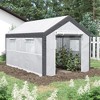 Outsunny Outdoor Walk-In Tunnel Greenhouse Garden Warm Hot House with Roll Up Windows, Zippered Door, & Weather Cover - 2 of 4