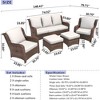 5-Piece Outdoor Wicker Sofa Set with All-Weather Waterproof Cushions, Durable Patio/Garden/Poolside Conversation Furniture Set for Outdoor Lounge - 4 of 4
