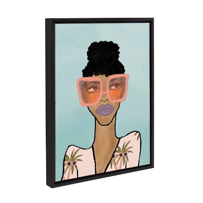 18" x 24" Black Framed Fashion Girl Canvas Art