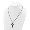 Chisel Stainless Steel with Black Carbon Fiber Inlay Cross Pendant on a 22" Box Chain Necklace - 4 of 4
