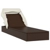 vidaXL Sunbed with Foldable Roof Brown 83.9"x24.8"x38.2" Poly Rattan - 3 of 4